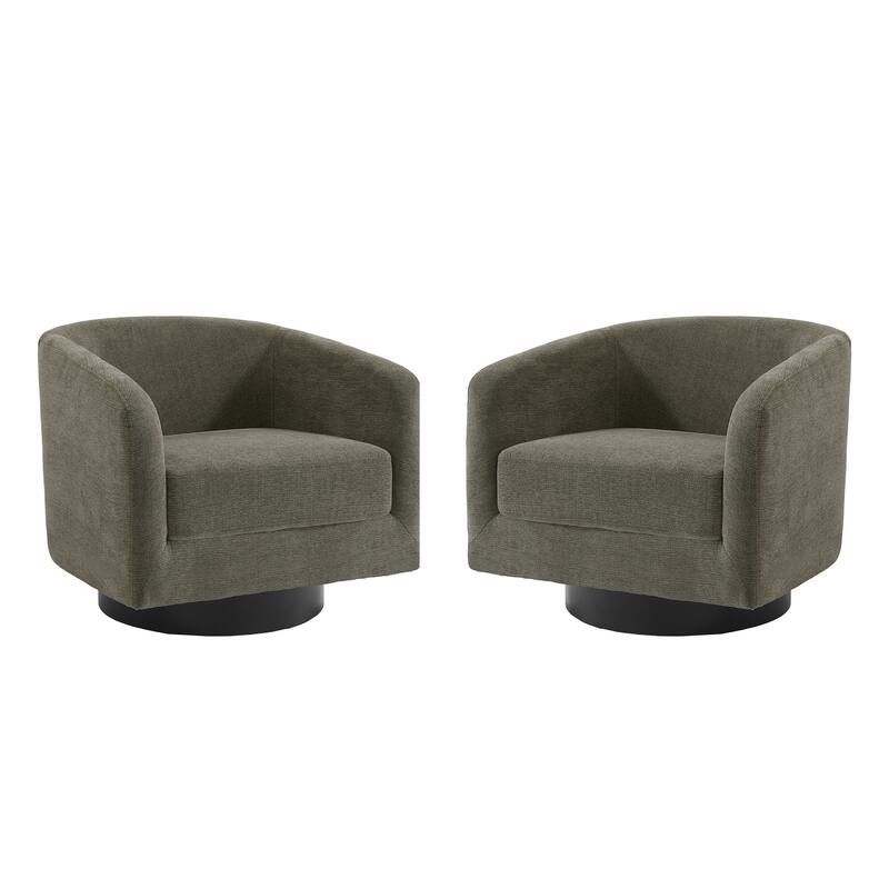 Modern Round Swivel Accent Chair Set of 2 Barrel Chair for Living Room
