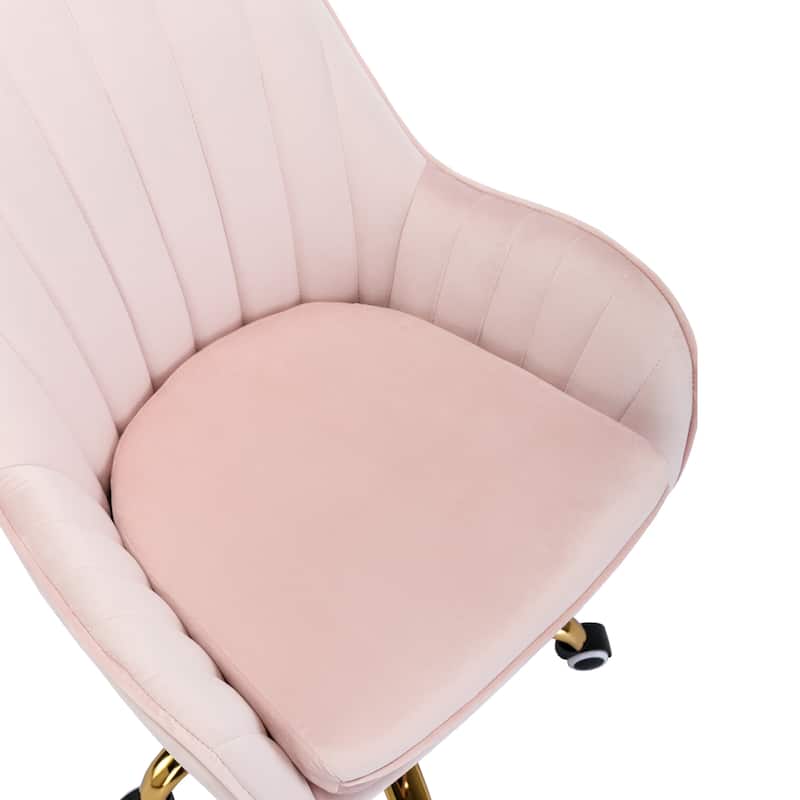 Cute Chair Office Chair with Side Arms and Gold Metal Base Adjustable Height