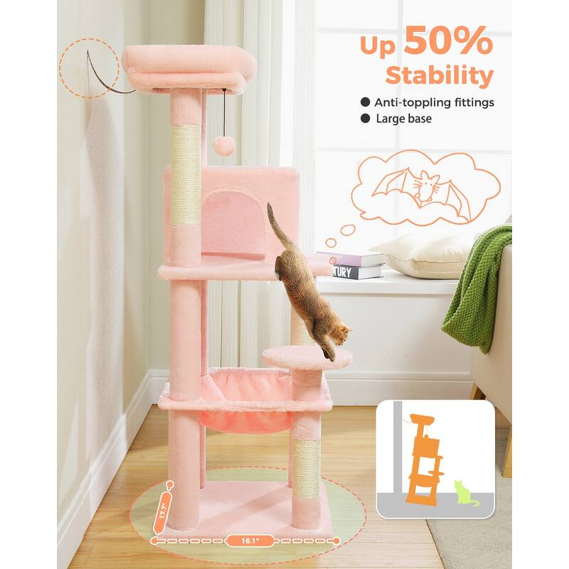 5-Level Cat Tree with Hammock, Condo, Top Perch & 4 Scratching Post