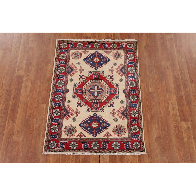 Traditional Red Kazak Foyer Rug Hand-Knotted Wool Carpet - 2'10" x 3'11"