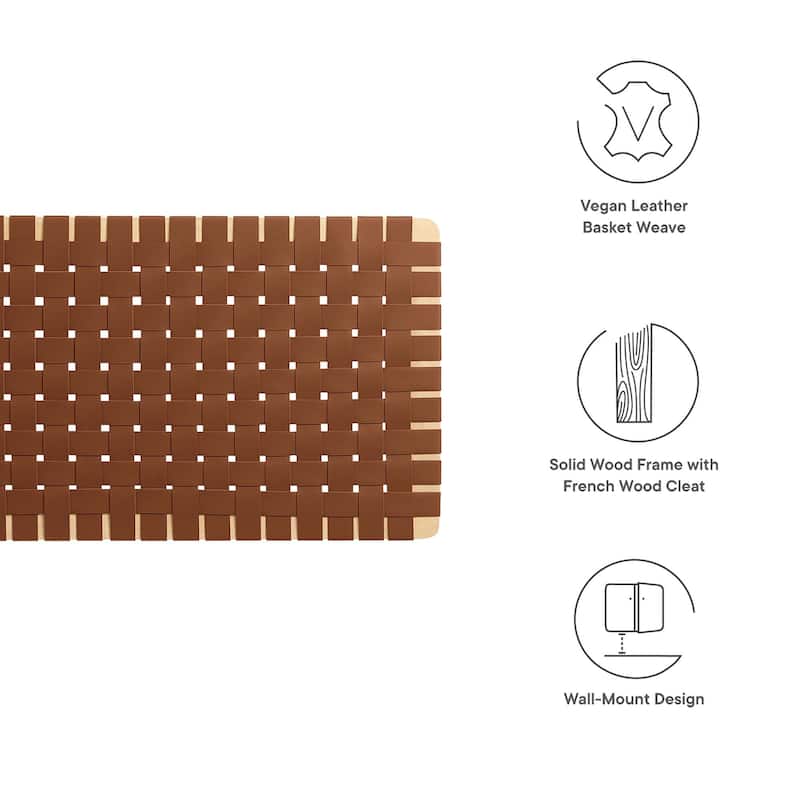 Sparta Wall-Mount Twin/Full/Queen/King Vegan Leather Weave Headboard