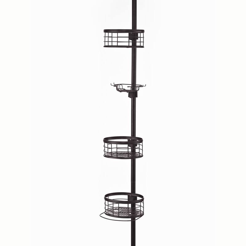 Utopia Alley Rust-Resistant Tension Pole Shower Caddy, 3 Baskets & Soap Tray Shelf