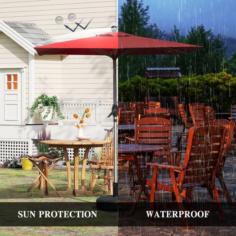Rectangle Patio Umbrella With Crank Lift And Tilt Function,Beige(Base Not Included)