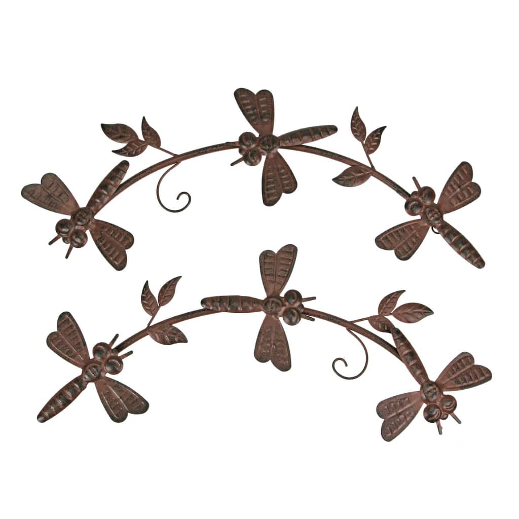 18 Inch Metal Dragonfly Wall Hangings Indoor/ Outdoor (Set Of 2)