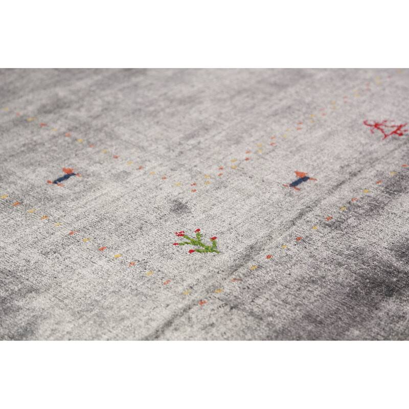 Gabbeh Indian Area Rug Hand-Knotted Silk Carpet - 8'0" x 9'6"