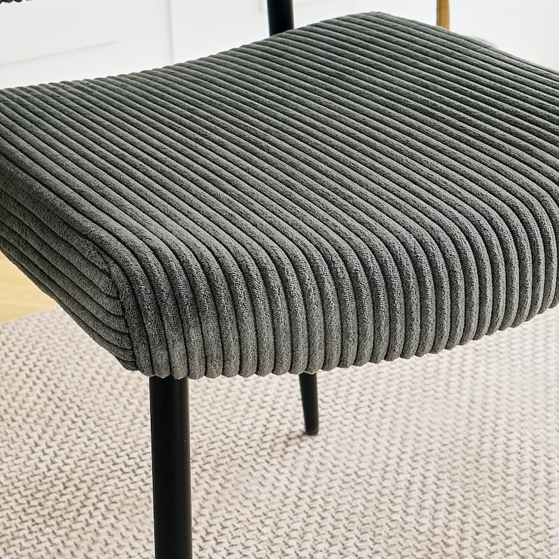 Modern simple velvet dining chair Fabric Upholstered Chairs home bedroom stool back dressing chair black metal legs(set of 2)