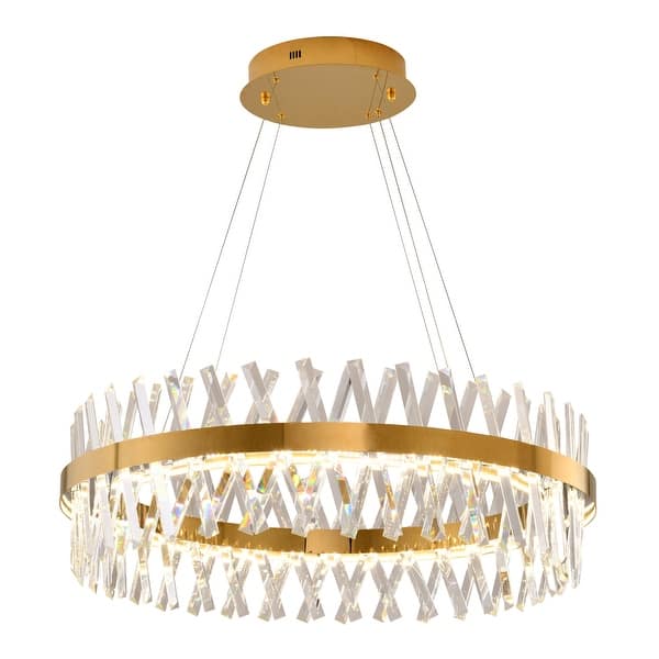 Gold Dimmable LED Chandelier With Clear Crystals - N/A - Bed Bath ...