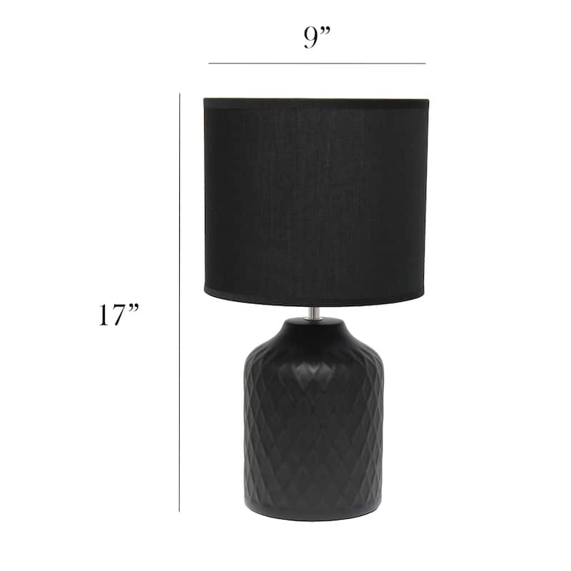 Chevron Base Table Lamp with Drum Shade - 17.25" - Black