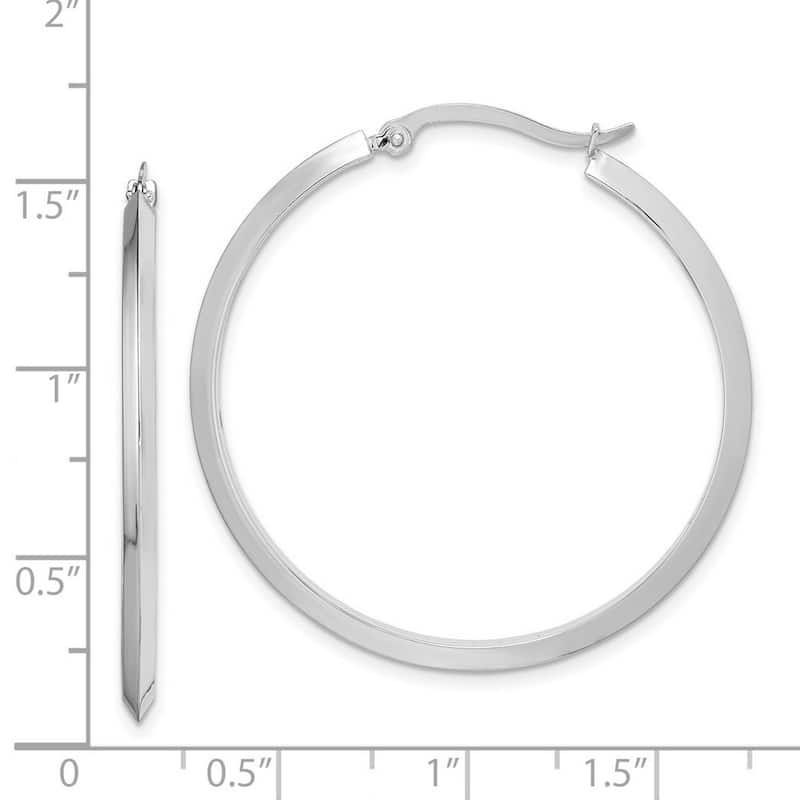 Curata 14k White Gold Polished Hoop Earrings - 39.25x2.25mm