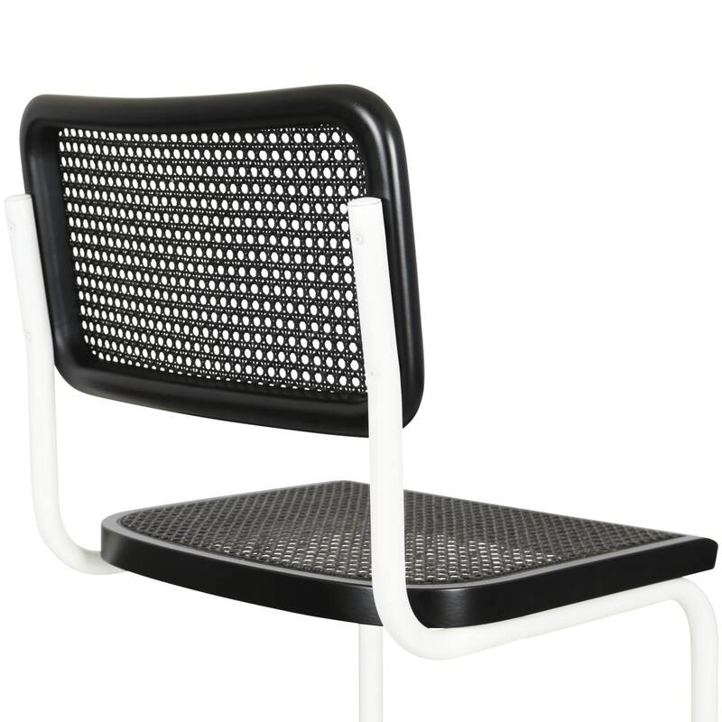 Breuer Chair Company Marcel Breuer Cesca Cane Cantilever Side Chair w/ White Steel Frame (Various Wood & Cane Colors)