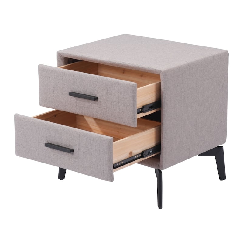 20 Inch Fabric Wood and Steel End Table with 2 Drawers for Storage - 16” x 20” x 25”