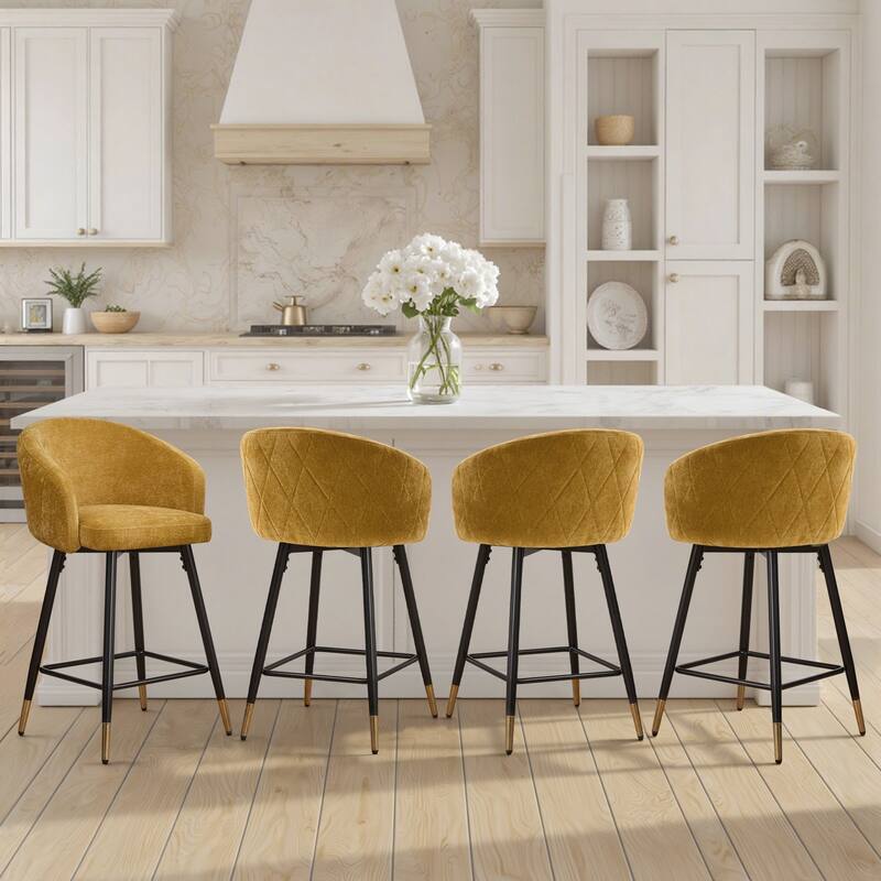 26" Swivel Counter Height Bar Stool with Arms and Metal Legs - 37"H x 22"W x 22"D