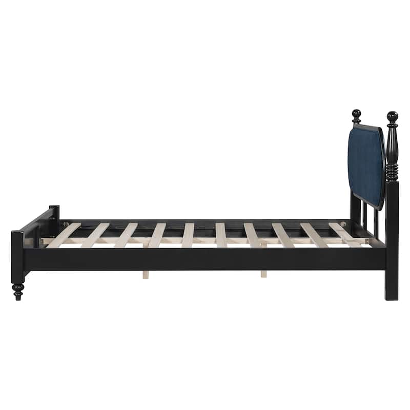 Christopher Knight Home - Alderwick Modern Upholstered Headboard Wood Low-Profile Platform Bed with Slatted Support