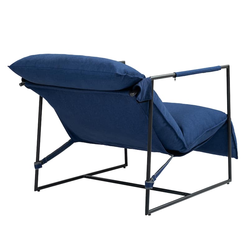 Metal Sling Accent Chair Armchair with Adjustable Headrest