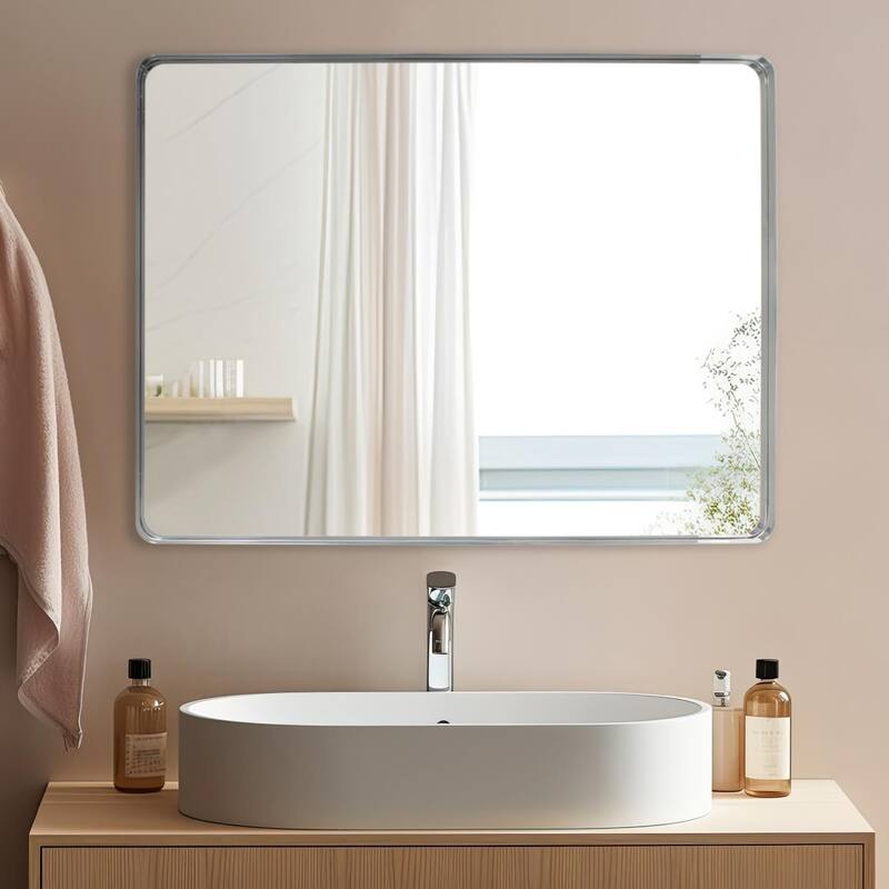Steele Polished Silver Mirror - 40H X 30W X 2D