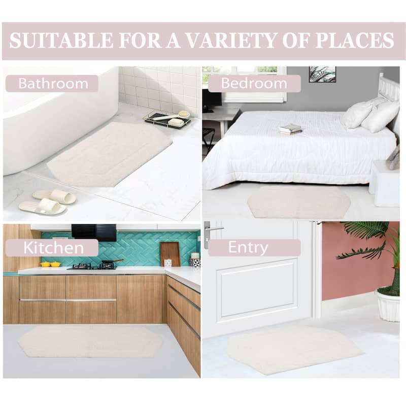 Waterford Collection 100% Cotton Non-Slip Bathroom Rug Set, Machine Washable Bath Rug, 5 Piece Bath Mat Set with Contour