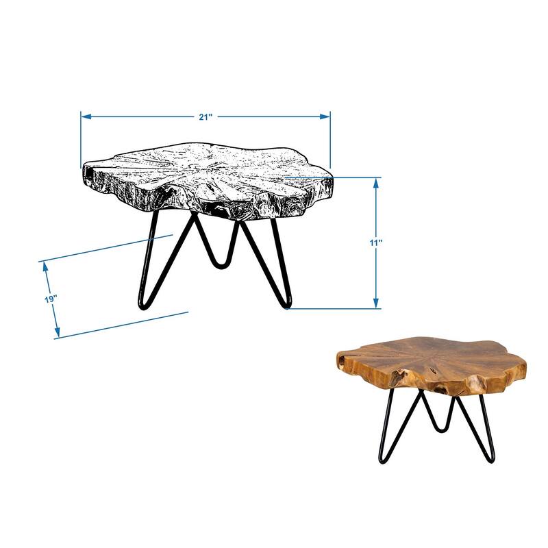 Live Edge Teak Riser With Iron Base by East at Main