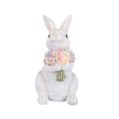 Easter Bunny w/ Floral Bouquet Lighted Figure Figurine