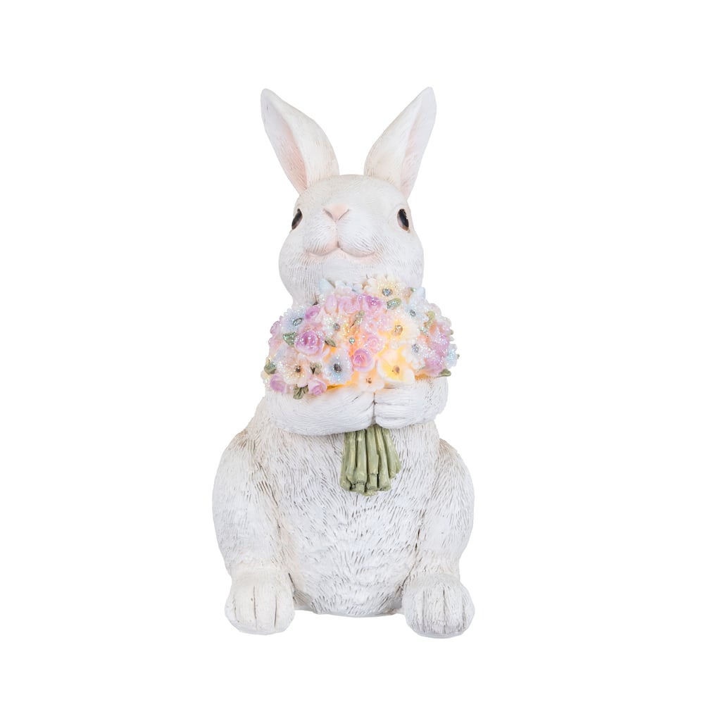Easter Bunny w/ Floral Bouquet Lighted Figure Figurine