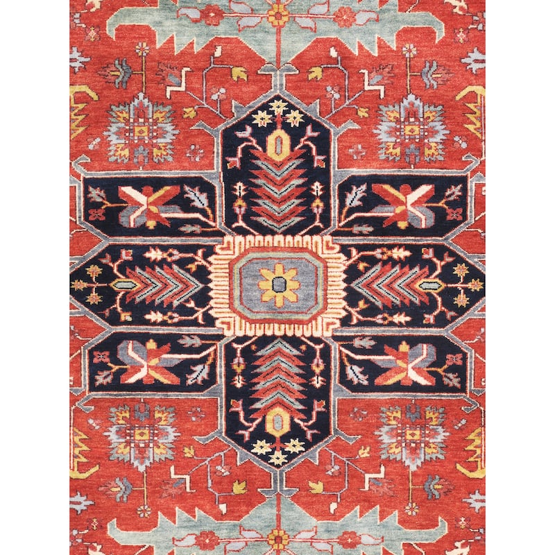 Pasargad Home Serapi Hand-Knotted Rust/Navy Wool Area Rug