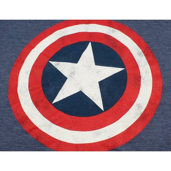 Mens Avengers Distressed Captain America Logo T-Shirt Crew Neck Marvel Comics
