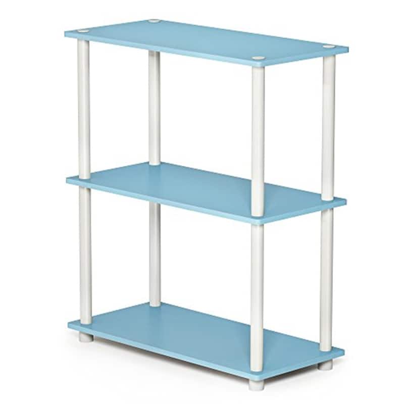 3 Tiers Wood Household Shelving Unit in Light Blue/White (23.6 in. W x 29.5 in. H x 11.6 in. D) - 23.6
