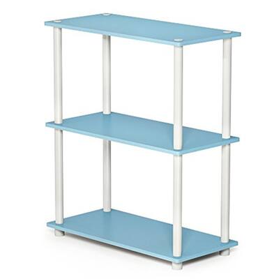 3 Tiers Wood Household Shelving Unit in Light Blue/White (23.6 in. W x 29.5 in. H x 11.6 in. D) - 23.6
