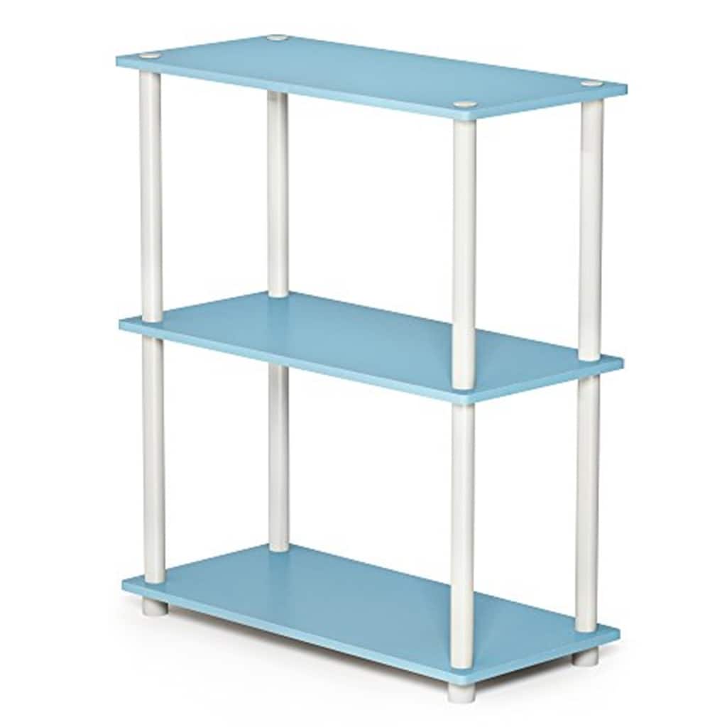 3 Tiers Wood Household Shelving Unit in Light Blue/White (23.6 in. W x 29.5 in. H x 11.6 in. D) - 23.6
