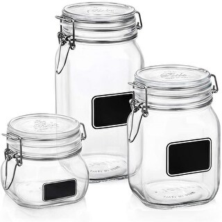 Bormioli Rocco Fido Chalkboard Label Jar, Set of 3 Sizes - 17.5 oz/33.75 oz/50.75 oz - Overstock - 35414309