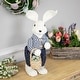 preview thumbnail 2 of 4, Standing Girl Bunny with Basket Easter Figure - 19" - Navy Blue