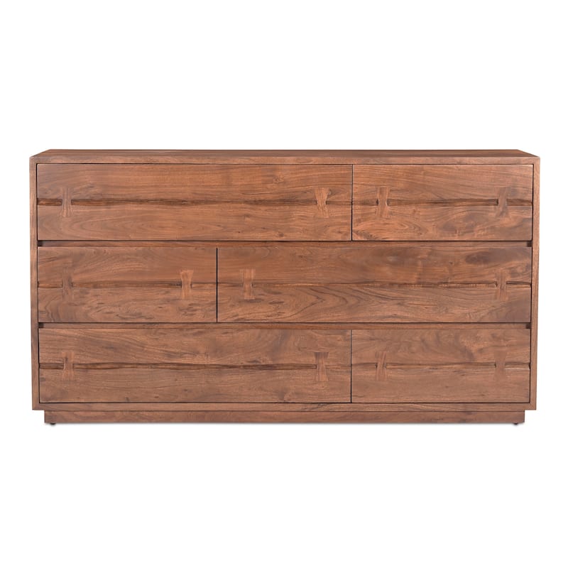 NADAAL STUDIOS Sterling Dresser, Six Drawer Solid Acacia with Live Edge and Butterfly Joinery, Brown - 6-drawer
