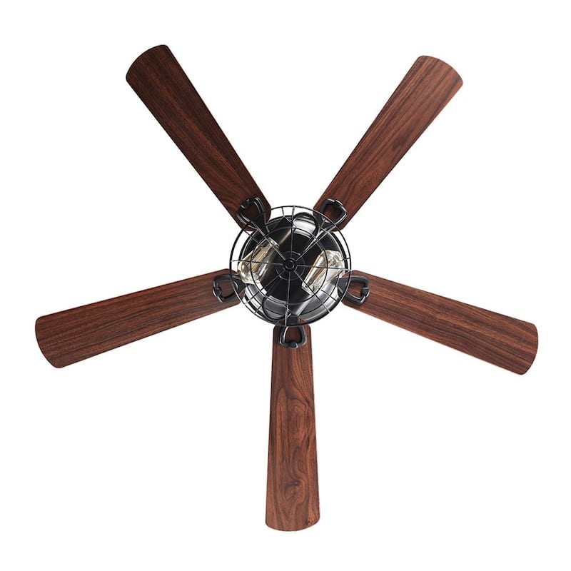 48" Indoor Low Profile Matte Black Ceiling Fan with Light Kit - 48 in