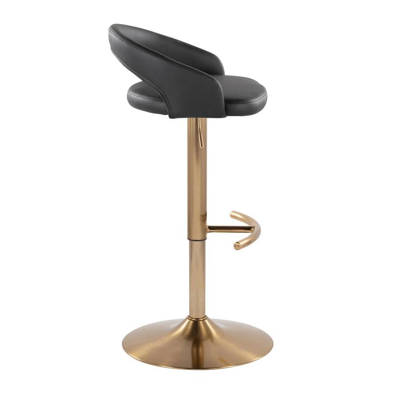 Grotto Upholstered Adjustable Barstool with Gold Base