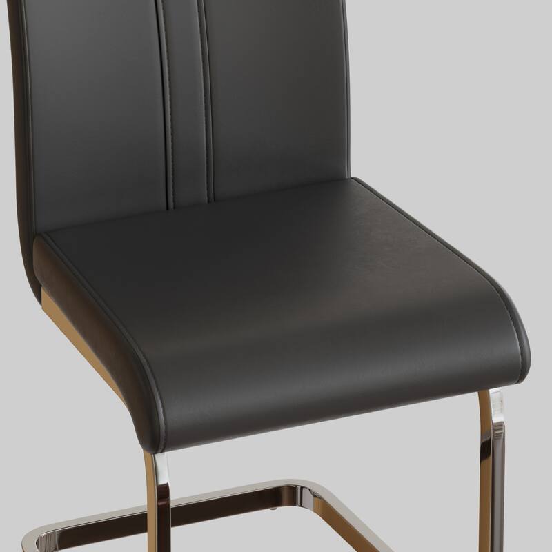 Modern Dining Chairs,PU Faux Leather High Back Upholstered Side Chair with Silver Metal Legs