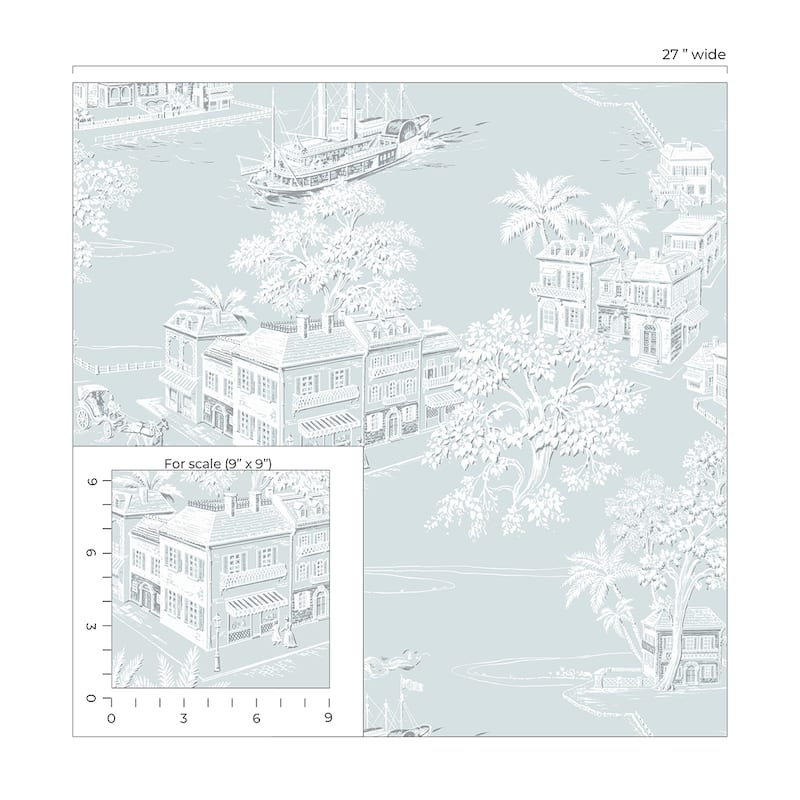NextWall Coastline Toile Peel and Stick Wallpaper - 27 in. W x 18 ft. L