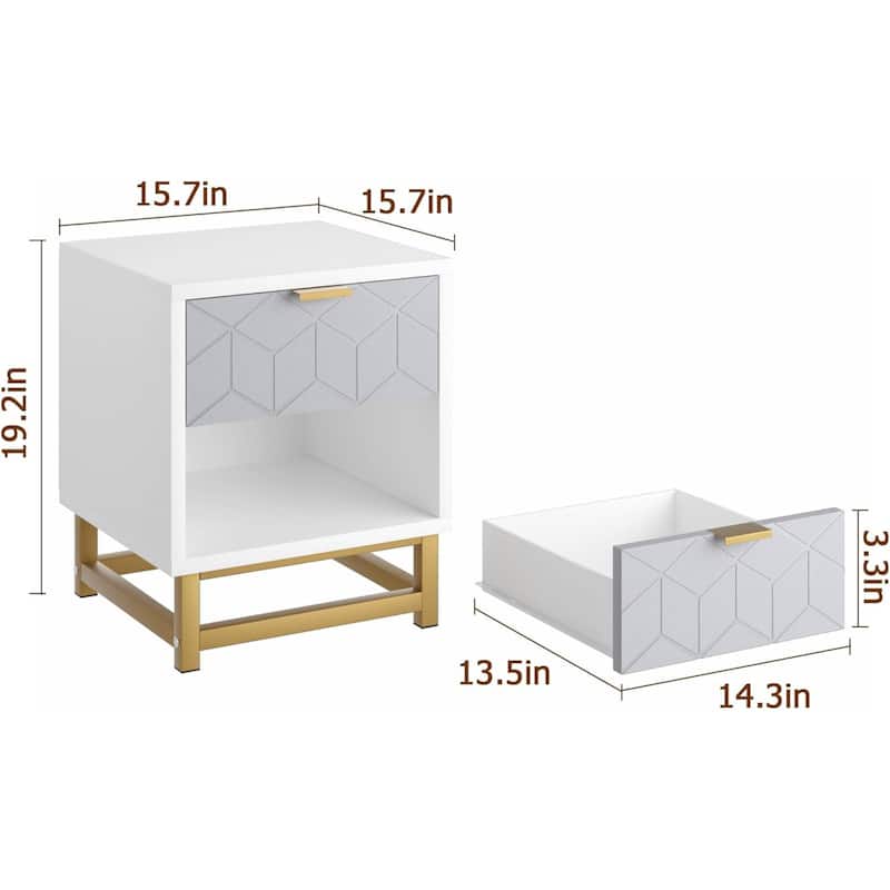 2 Drawer Dresser Nightstand for Bedroom, Living Room, Entryway