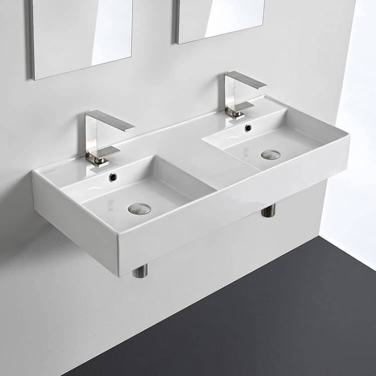 Nameeks Scarabeo 5142-Two Hole Teorema 2.0 39-13/16" Rectangular - White