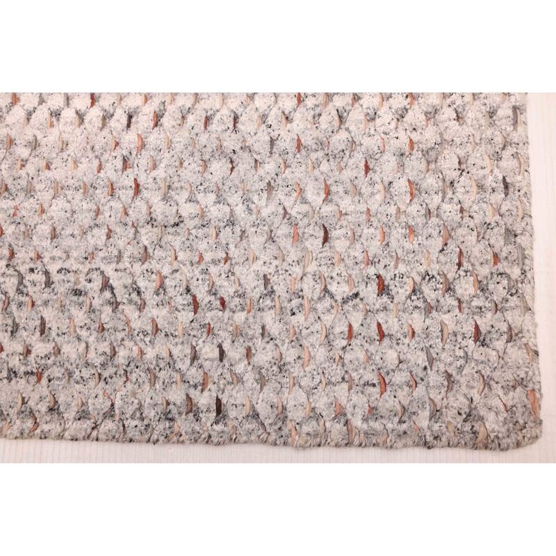ECARPETGALLERY Braided Weave Loreto Light Grey Wool Rug - 4'1 x 5'11