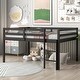 preview thumbnail 11 of 19, Contemporary Design Full Size Low Loft Bed with inclined Ladder and Guardrails, Under Bed Capacious Space, Space-saving, White