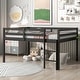 preview thumbnail 1 of 4, Espresso Full Size Pine Wood Loft Bed with Ladder and Fence Espresso