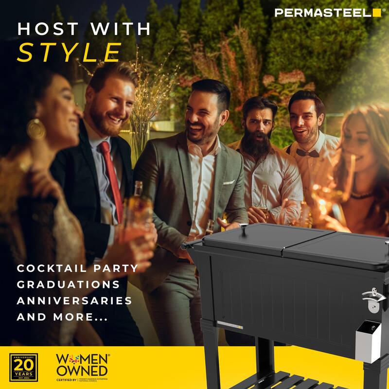 Permasteel 80-Qt Antique Furniture Style Rolling Patio Cooler, Black