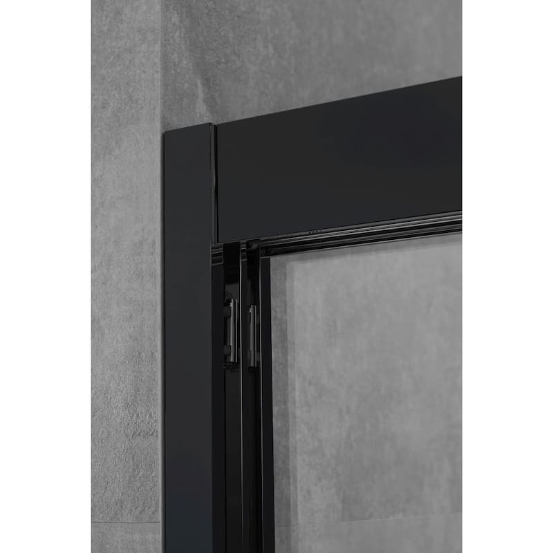 Frederick 59 in. W x 76 in. H Sliding Semi-Frameless Shower Door in Brushed Nickel with Frosted Glass - 60 x 76 - 60 x 76