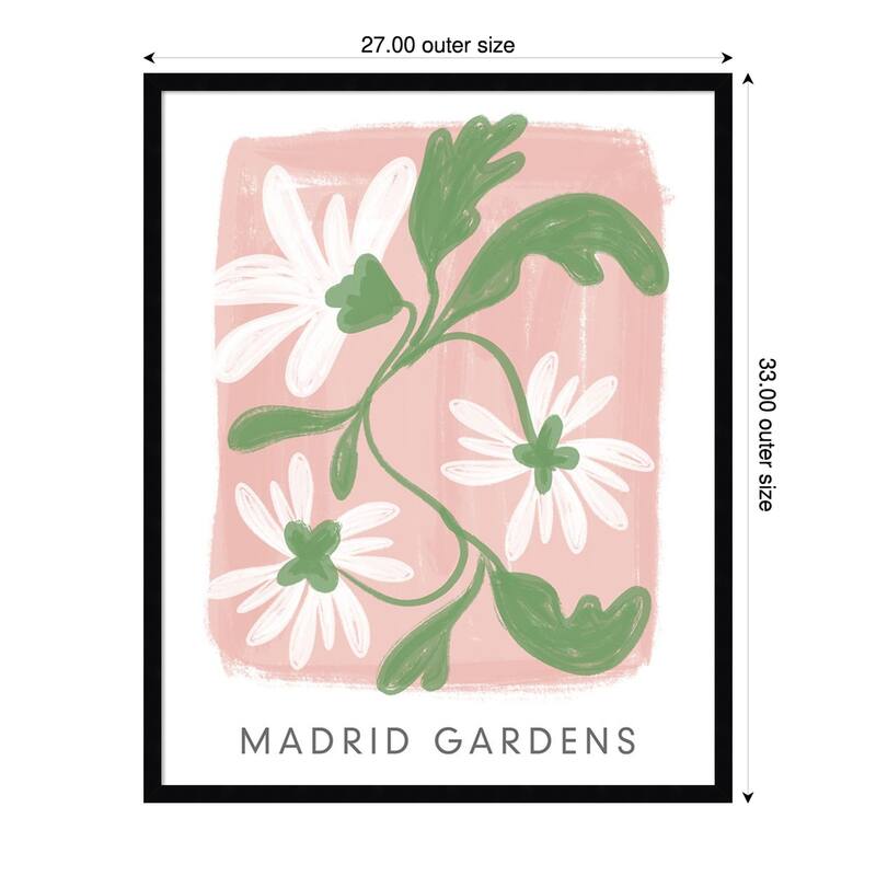 Madrid Gardens by Lucille Price Wood Framed Wall Art Print - 27 x 33 in - Black
