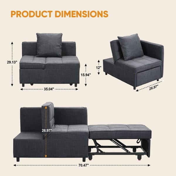 4-in-1 Convertible Sleeper Sofa Bed Chair Folding Sofa Bed Pull Out ...