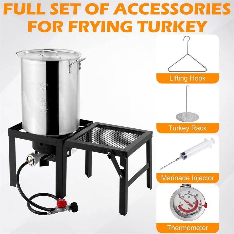 30QT Turkey Fryer And 10QT Fish Fryer Kit With Propane Stove And Foldable Side Table - N/A
