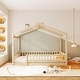 preview thumbnail 66 of 71, Kids Bed Frame, House Shape Floor Platform Bed Frame, Twin/Full Size Wood Bed with Fence for Child/Teens/Girls/Boys