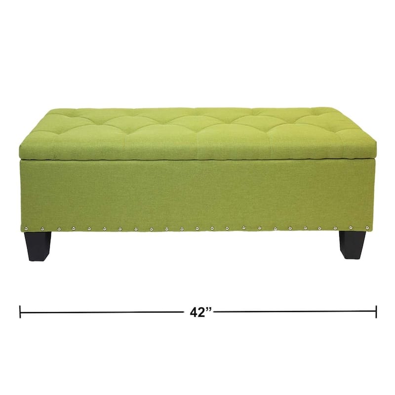 Rectangular Storage Ottoman Bench Tufted Footrest Lift Top Pouffe
