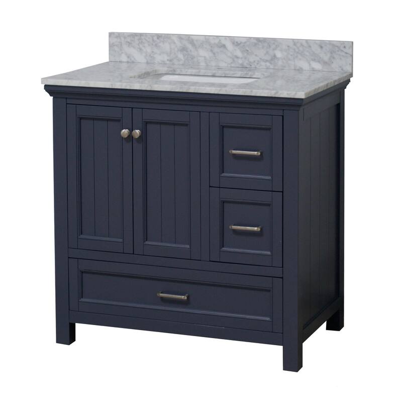 KitchenBathCollection Paige 36" Bathroom Vanity with Carrara Marble Top
