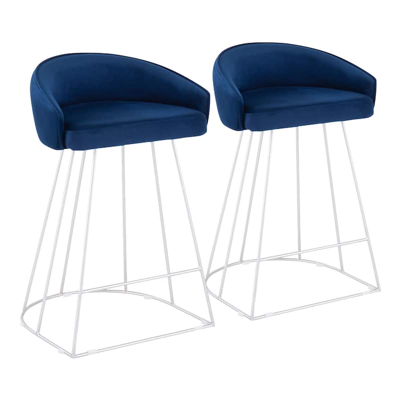 Silver Orchid Haid Velvet Upholstered Counter Stool (Set of 2)