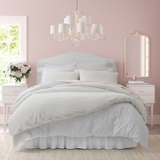 Laura Ashley Solid Faux Fur Ivory Duvet Cover Set